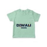 Celebrating Diwali - Customized Kids T-Shirt - MINT GREEN - 0-5 Months Old (Chest 17")