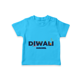 Celebrating Diwali - Customized Kids T-Shirt - SKY BLUE - 0-5 Months Old (Chest 17")