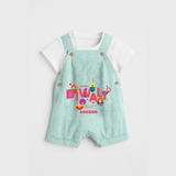 Happy Diwali Festival Of Lights - Customized Kids Dungaree Set - ARCTIC BLUE - 0 - 5 Months Old (Chest 18")