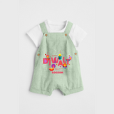 Happy Diwali Festival Of Lights - Customized Kids Dungaree Set - MINT GREEN - 0 - 5 Months Old (Chest 18")