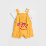 Happy Diwali Festival Of Lights - Customized Kids Dungaree Set - PASTEL YELLOW - 0 - 5 Months Old (Chest 18")