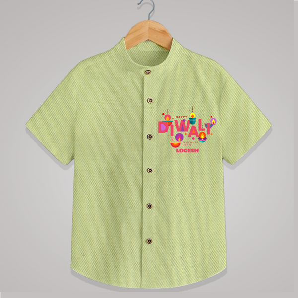 Happy Diwali Festival Of Lights - Customized Kids Shirt - PASTEL GREEN - 0 - 6 Months Old (Chest 23")