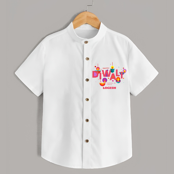 Happy Diwali Festival Of Lights - Customized Kids Shirt - WHITE - 0 - 6 Months Old (Chest 23")