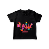 Happy Diwali Festival Of Lights - Customized Kids T-Shirt - BLACK - 0-5 Months Old (Chest 17")