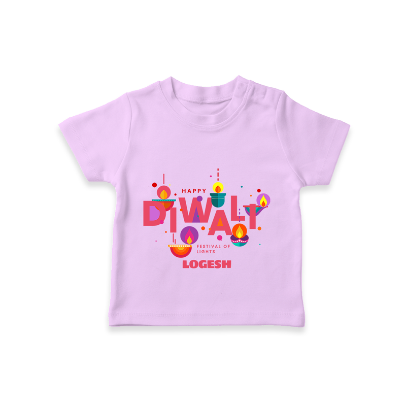 Happy Diwali Festival Of Lights - Customized Kids T-Shirt - LILAC - 0-5 Months Old (Chest 17")