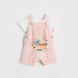 Enjoy This Diwali - Customized Kids Dungaree Set - PEACH - 0 - 5 Months Old (Chest 18")