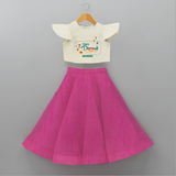 Enjoy This Diwali - Customized Kids Crop Top And Skirt - FUSCHIA - 6 - 9 Months Old (Chest 20" , Frock Waist 20")