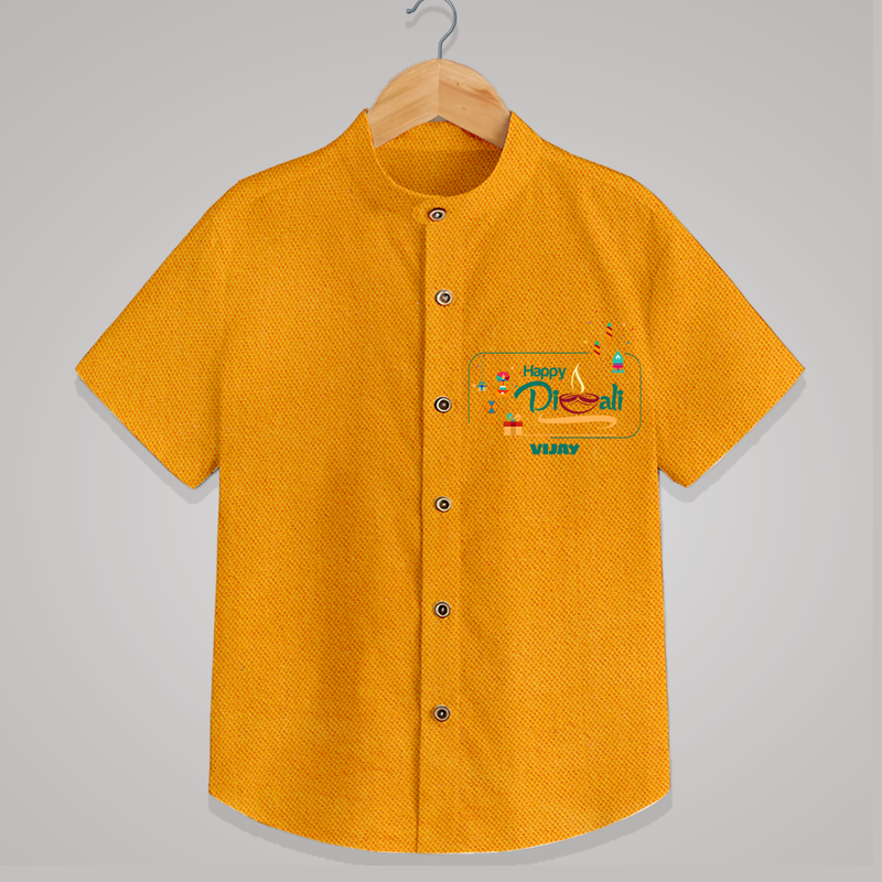 Enjoy This Diwali - Customized Kids Shirt - CHROME YELLOW - 0 - 6 Months Old (Chest 23")