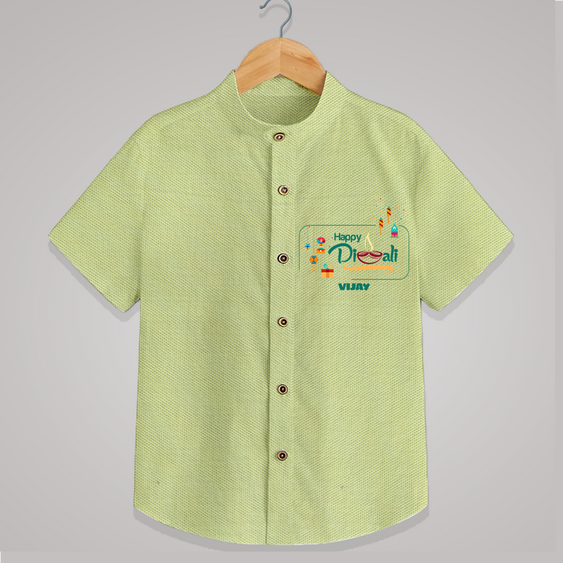 Enjoy This Diwali - Customized Kids Shirt - PASTEL GREEN - 0 - 6 Months Old (Chest 23")