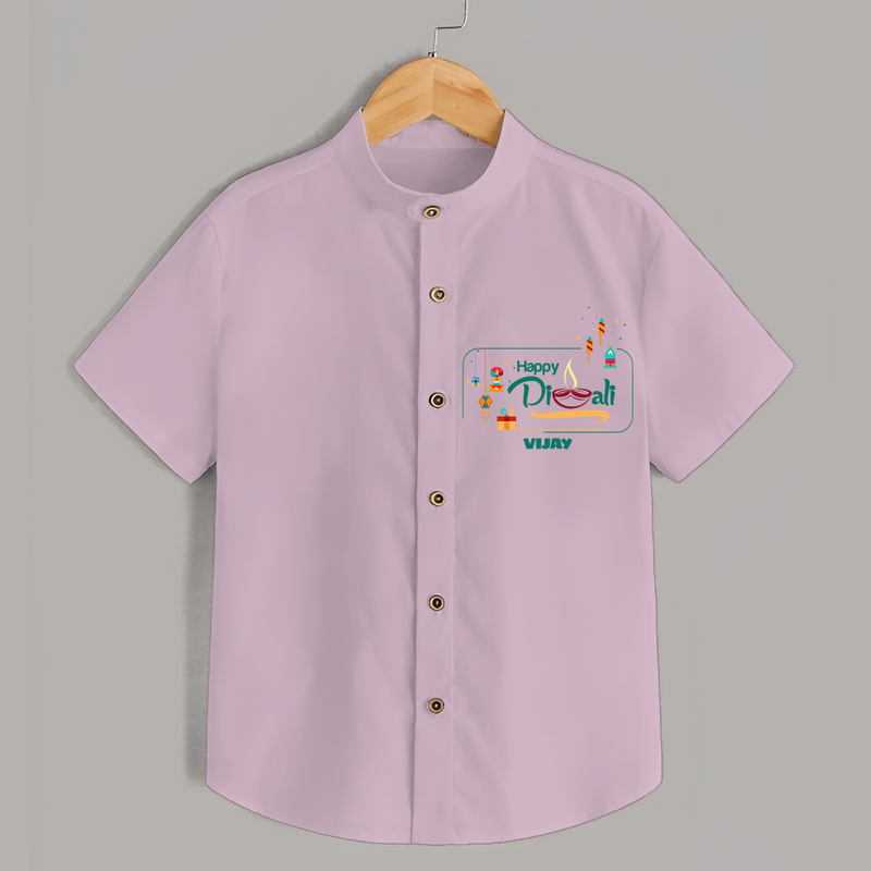 Enjoy This Diwali - Customized Kids Shirt - PINK - 0 - 6 Months Old (Chest 23")