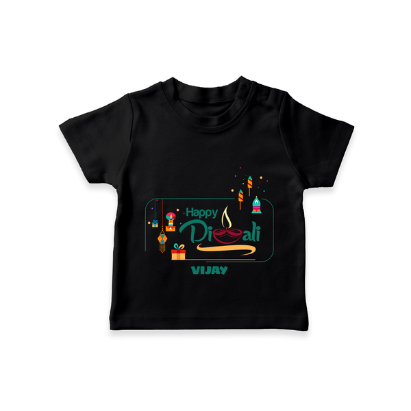 Enjoy This Diwali - Customized Kids T-Shirt - BLACK - 0-5 Months Old (Chest 17")