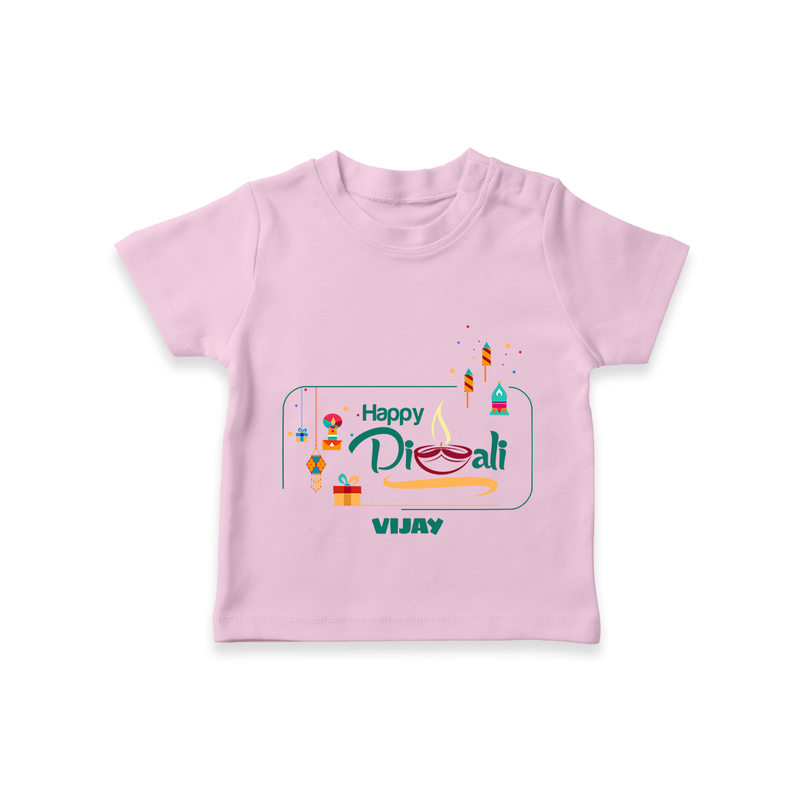 Enjoy This Diwali - Customized Kids T-Shirt - PINK - 0-5 Months Old (Chest 17")