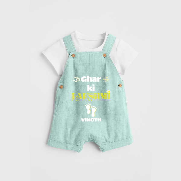 Ghar Ki Lakshmi - Customized Kids Dungaree Set - ARCTIC BLUE - 0 - 5 Months Old (Chest 18")