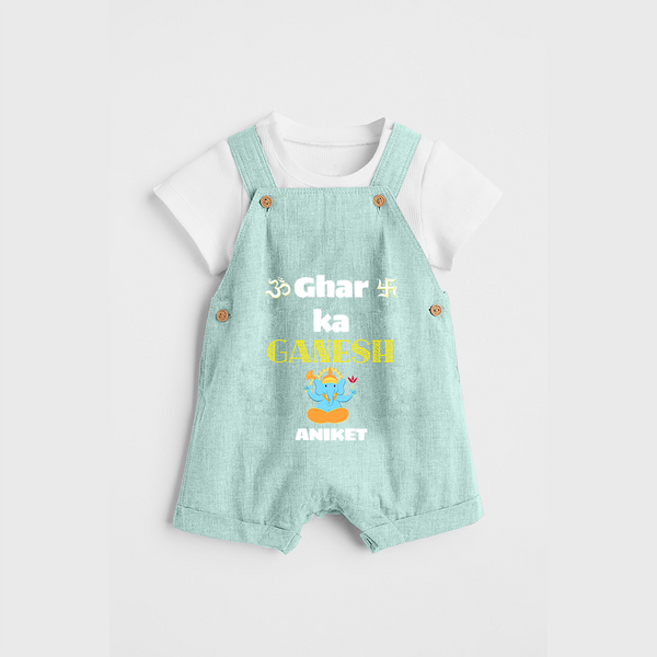 Ghar Ka Ganesh - Customized Kids Dungaree Set - ARCTIC BLUE - 0 - 5 Months Old (Chest 18")