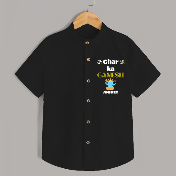 Ghar Ka Ganesh - Customized Kids Shirt - BLACK - 0 - 6 Months Old (Chest 23")