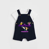 My First Diwali - Diwali Themed Customized Kids Dungaree Set - NAVY BLUE - 0 - 5 Months Old (Chest 18")