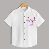 My First Diwali - Diwali Themed Customized Kids Shirt - WHITE - 0 - 6 Months Old (Chest 23")