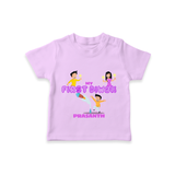 My First Diwali - Diwali Themed Customized Kids T-Shirt - LILAC - 0-5 Months Old (Chest 17")