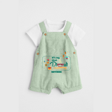 It's My First Diwali - Customized Kids Dungaree Set - MINT GREEN - 0 - 5 Months Old (Chest 18")