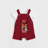 Lighting Up Diwali - Customized Kids Dungaree Set - RED - 0 - 5 Months Old (Chest 18")