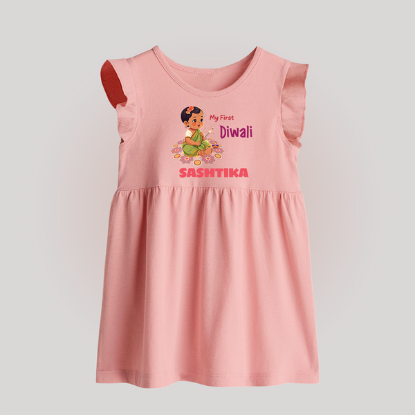 Happy Diwali | Little Light of the Celebration Baby Frock - BABY PINK - 0 - 3 Months Old (Chest 17")