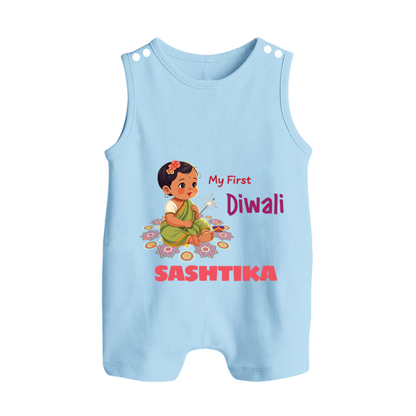 Happy Diwali | Little Light of the Celebration Romper Suit - BABY BLUE - 0 - 5 Months Old (Chest 18")