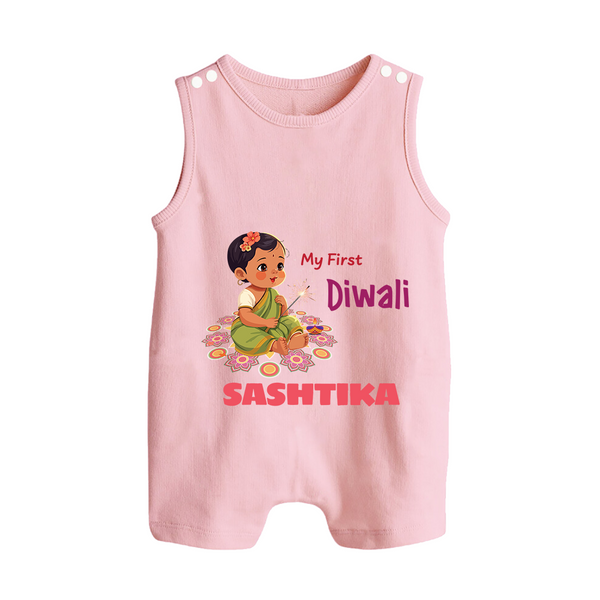 Happy Diwali | Little Light of the Celebration Romper Suit - BABY PINK - 0 - 5 Months Old (Chest 18")