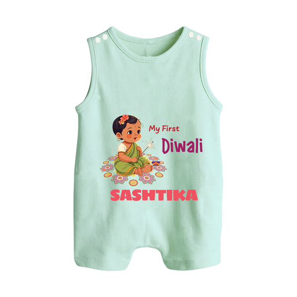 Happy Diwali | Little Light of the Celebration Romper Suit - MINT GREEN - 0 - 5 Months Old (Chest 18")