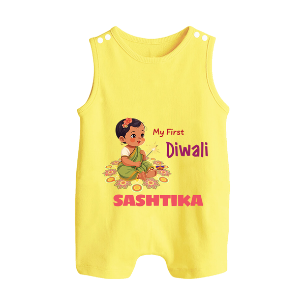 Happy Diwali | Little Light of the Celebration Romper Suit - PASTEL YELLOW - 0 - 5 Months Old (Chest 18")