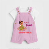 Happy Diwali | Little Light of the Celebration Dungaree Set - BABY PINK - 0 - 5 Months Old (Chest 18")