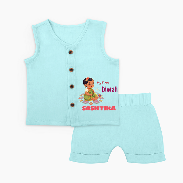 Happy Diwali | Little Light of the Celebration Jabla Set - BABY BLUE - 0 - 3 Months Old (Chest 9.8")