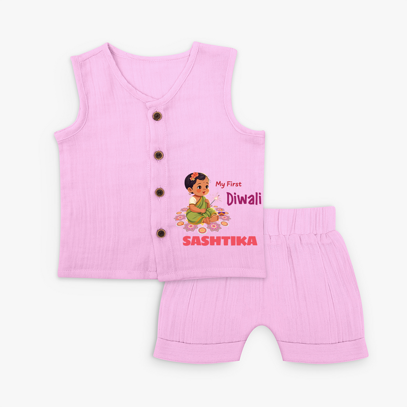 Happy Diwali | Little Light of the Celebration Jabla Set - BABY PINK - 0 - 3 Months Old (Chest 9.8")