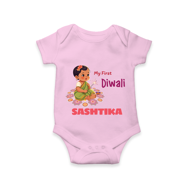 Happy Diwali | Little Light of the Celebration Romper - BABY PINK - New Born (Chest 14")