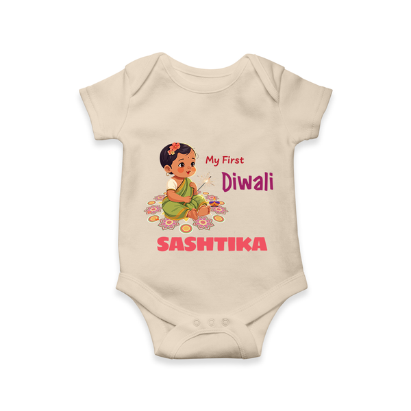 Happy Diwali | Little Light of the Celebration Romper - IVORY - New Born (Chest 14")
