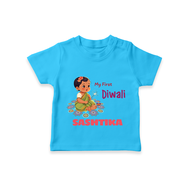 Happy Diwali | Little Light of the Celebration T-Shirt - SKY BLUE - 0-5 Months Old (Chest 17")
