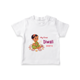 Lets Celebrate This Diwali With My First Diwali Customized T-Shirt For Kids - WHITE - 0-5 Months Old (Chest 17")