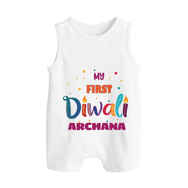 Happy Diwali | Crackers and Fun Celebration Romper Suit - WHITE - 0 - 5 Months Old (Chest 18")