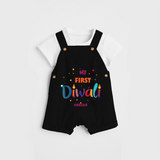 My First Diwali Personalized Dungaree Set For Kids - BLACK - 0 - 5 Months Old (Chest 18")