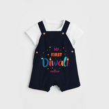 My First Diwali Personalized Dungaree Set For Kids - NAVY BLUE - 0 - 5 Months Old (Chest 18")