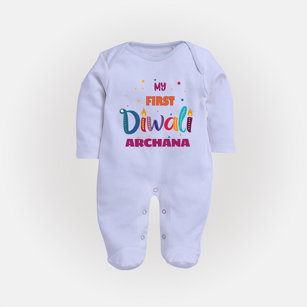 Happy Diwali | Crackers and Fun Celebration Sleep Suit - BABY BLUE - New Born (Chest 7.5")