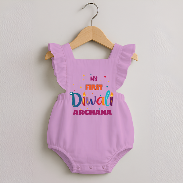 Happy Diwali | Crackers and Fun Celebration Romper Frock - BABY PINK - 0 - 3 Months Old (Chest 19")