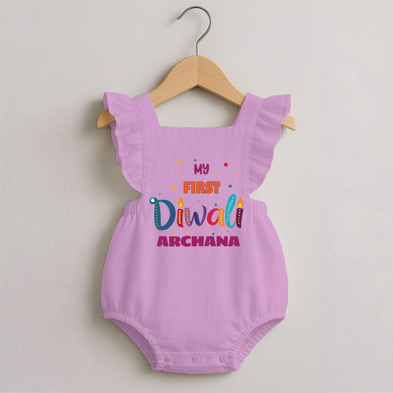 Happy Diwali | Crackers and Fun Celebration Romper Frock - BABY PINK - 0 - 3 Months Old (Chest 19")