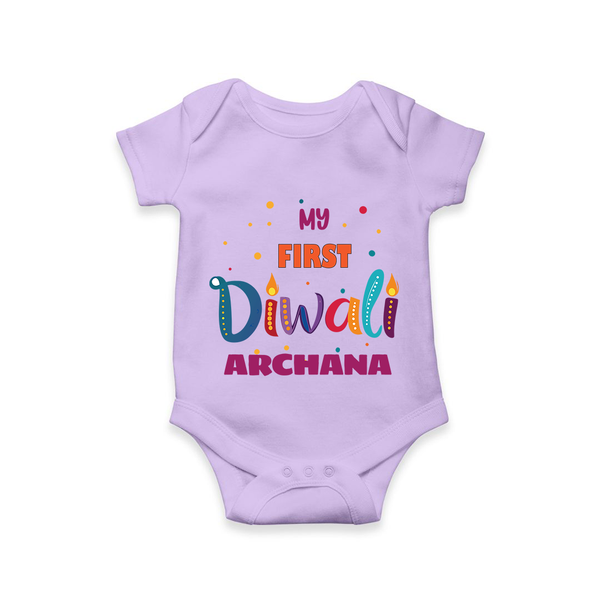 Happy Diwali | Crackers and Fun Celebration Romper - LILAC - New Born (Chest 14")