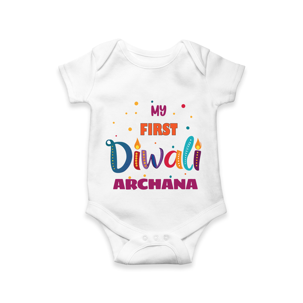 Happy Diwali | Crackers and Fun Celebration Romper - WHITE - New Born (Chest 14")