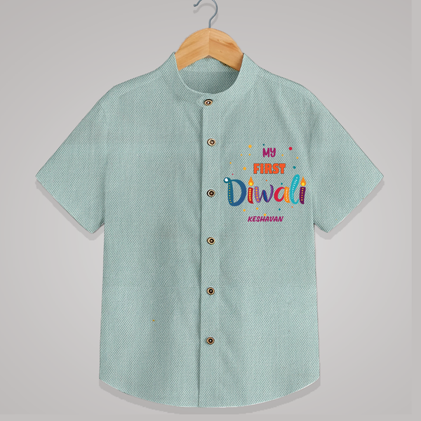 My First Diwali Personalized Shirt For Kids - ARCTIC BLUE - 0 - 6 Months Old (Chest 23")