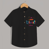 My First Diwali Personalized Shirt For Kids - BLACK - 0 - 6 Months Old (Chest 23")