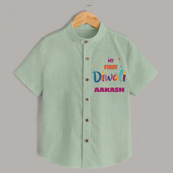 Happy Diwali | Crackers and Fun Celebration Shirt - MINT GREEN - 0 - 6 Months Old (Chest 23")