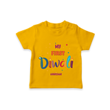 My First Diwali Personalized T-Shirt For Kids - CHROME YELLOW - 0-5 Months Old (Chest 17")