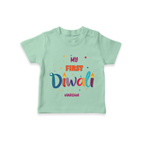 My First Diwali Personalized T-Shirt For Kids - MINT GREEN - 0-5 Months Old (Chest 17")