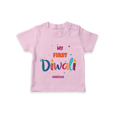 My First Diwali Personalized T-Shirt For Kids - PINK - 0-5 Months Old (Chest 17")